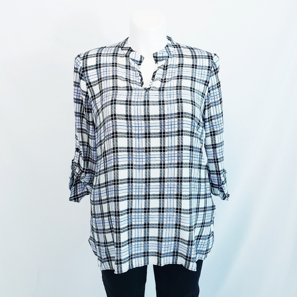 Liquid New York Silk Plaid Blouse for A Pea in the Pod Maternity